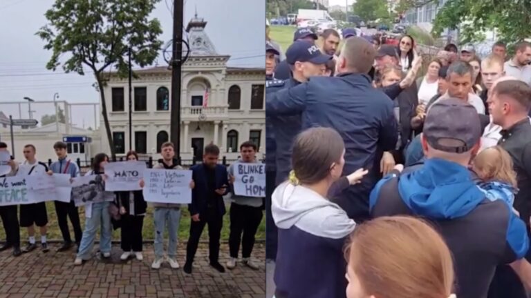 /Видео/ В Кишиневе в день прибытия госсекретаря США Энтони Блинкен прошла акция протеста оппозиции